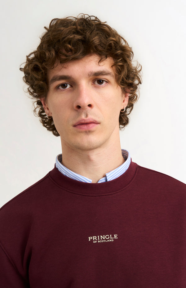 Pringle Of Scotland Men's Crew Neck Sweatshirt In Burgundy
