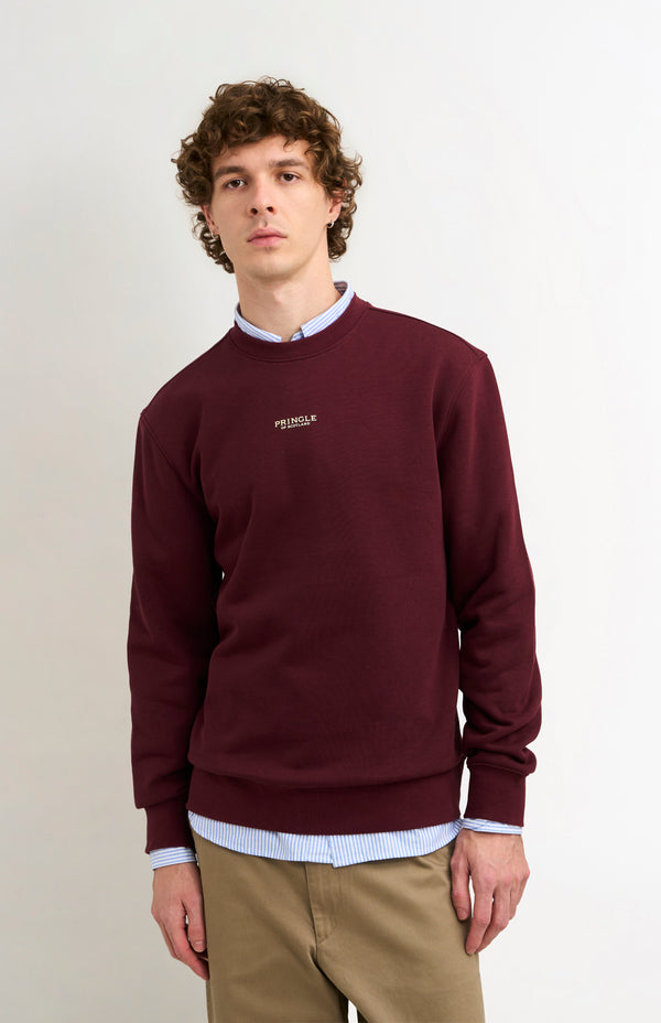 pringle of scotland Men's Crew Neck Sweatshirt In Burgundy