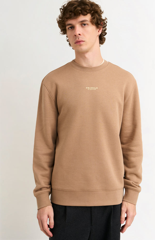 pringle of scotland Men's Crew Neck Sweatshirt In Mushroom pringle of scotland Men's Crew Neck Sweatshirt In Mushroom