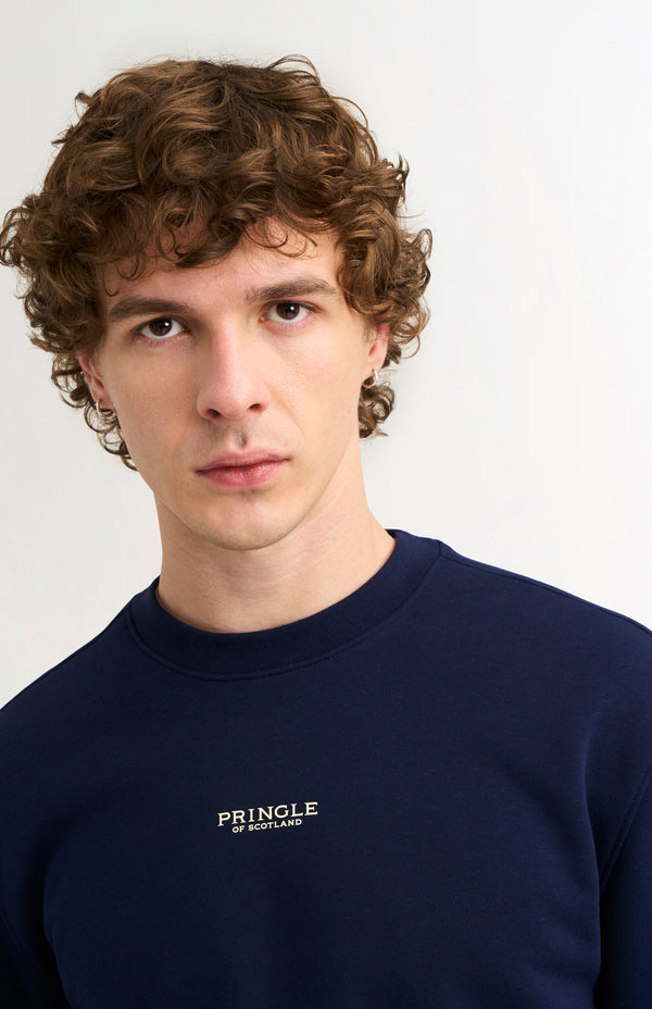 Pringle Of Scotland Men's Crew Neck Sweatshirt In Navy Blue