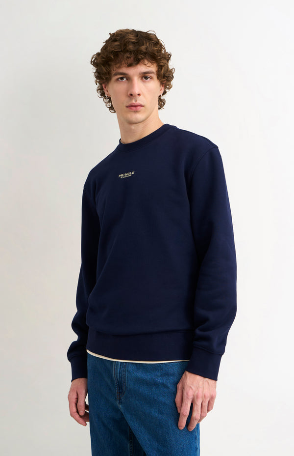 pringle of scotland Men's Crew Neck Sweatshirt In Navy Blue