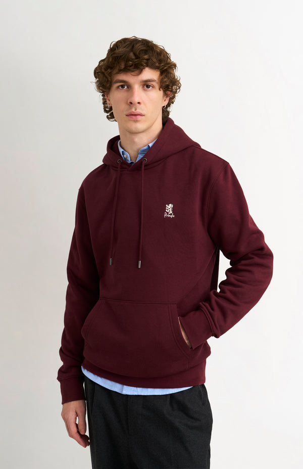 pringle of scotland Men's Hooded Jumper In Burgundy