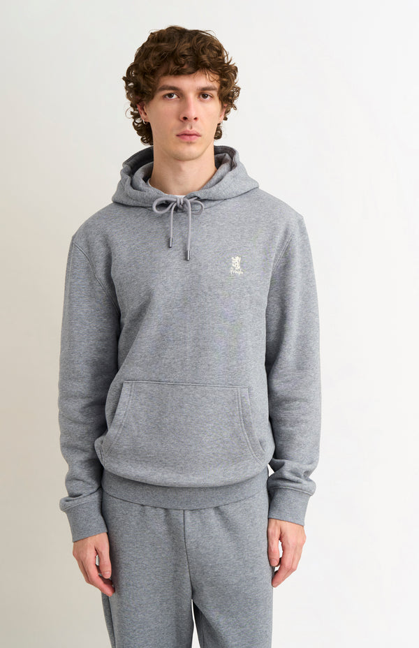 pringle of scotland Men's Hooded Jumper In Grey Melange pringle of scotland Men's Hooded Jumper In Grey Melange