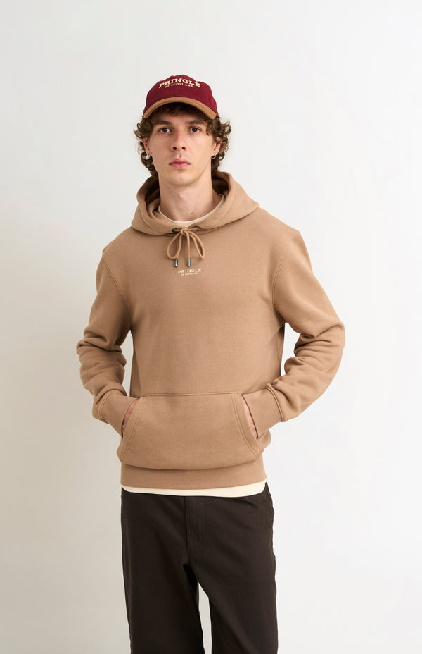 pringle of scotland Men's Hooded Jumper In Mushroom
