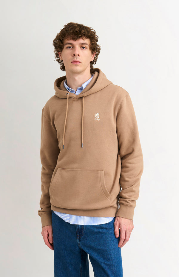 pringle of scotland Men's Hooded Jumper In Mushroom