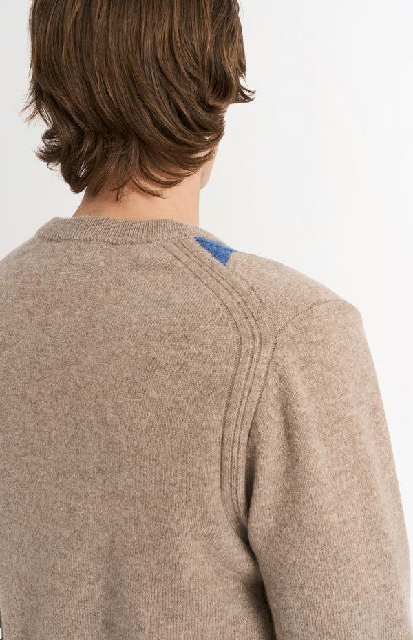 Pringle Of Scotland Men's Kessock V-neck Supersoft Lambswool Argyle Jumper In Mushroom / Blue / Grey