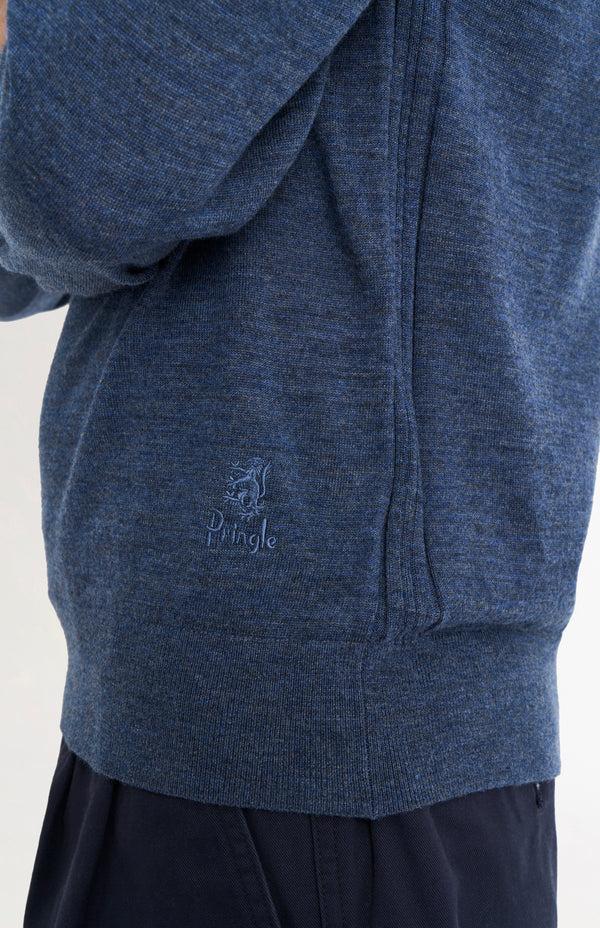 Pringle Of Scotland Men's Polo Shirt Extra Fine Merino Wool Jumper In Blue