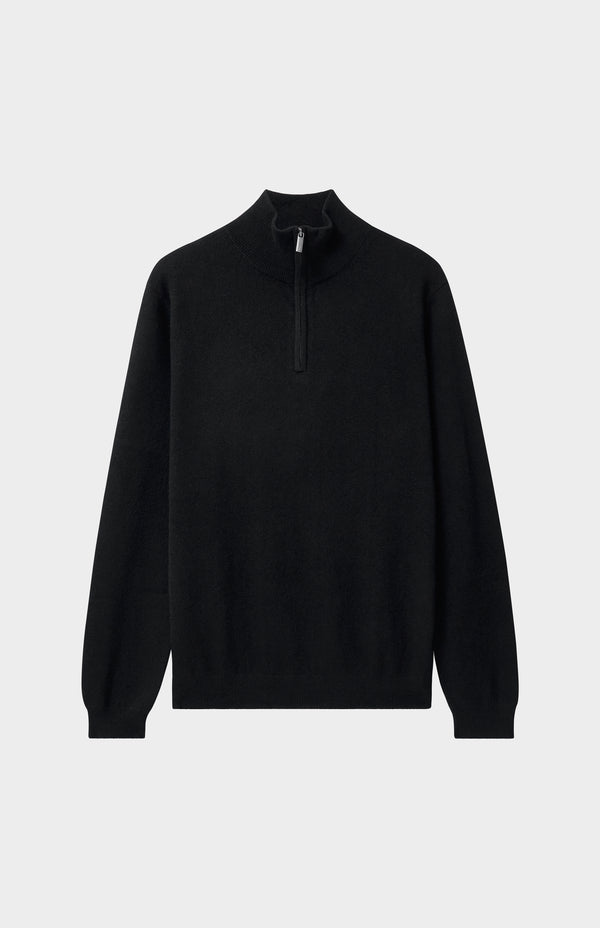 Pringle Of Scotland Men's Qtr Zip Cashmere Classic Jumper In Black