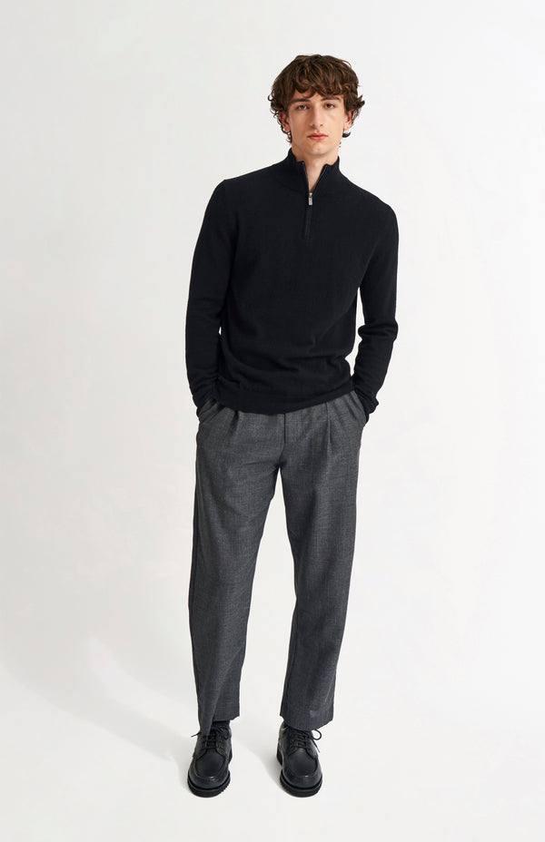 Pringle Of Scotland Men's Qtr Zip Cashmere Classic Jumper In Black