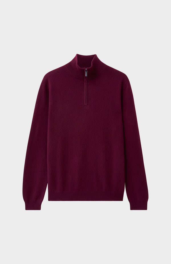Pringle Of Scotland Men's Qtr Zip Cashmere Classic Jumper In Burgundy
