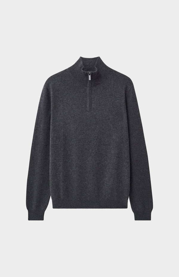 Pringle Of Scotland Men's Qtr Zip Cashmere Classic Jumper In Charcoal