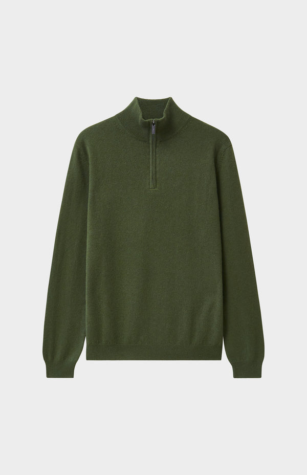 Pringle Of Scotland Men's Qtr Zip Cashmere Classic Jumper In Evergreen