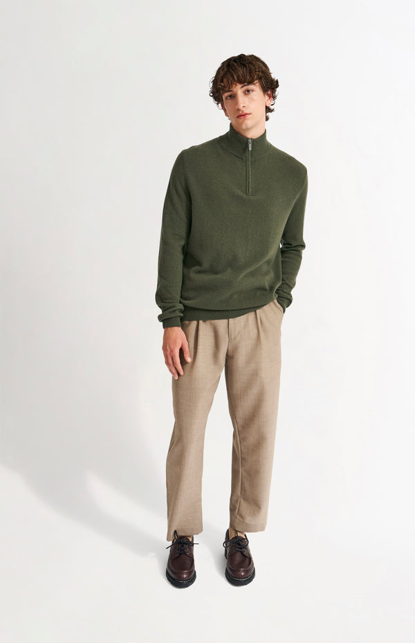 Pringle Of Scotland Men's Qtr Zip Cashmere Classic Jumper In Evergreen