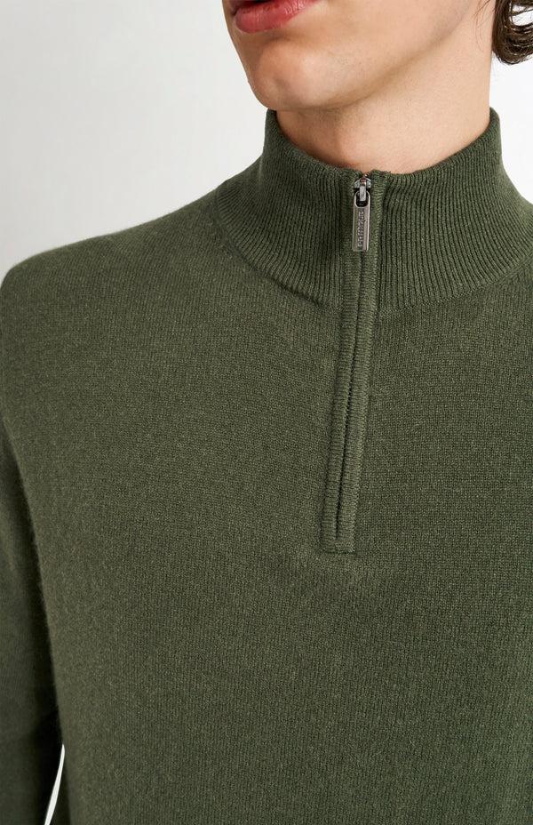 Pringle Of Scotland Men's Qtr Zip Cashmere Classic Jumper In Evergreen