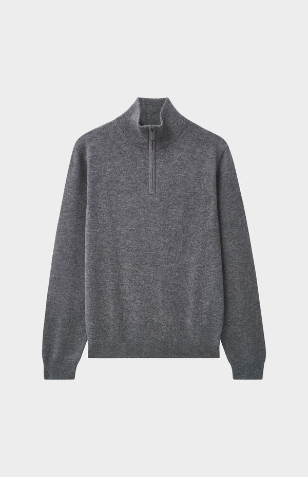 Pringle Of Scotland Men's Qtr Zip Cashmere Classic Jumper In Grey Melange