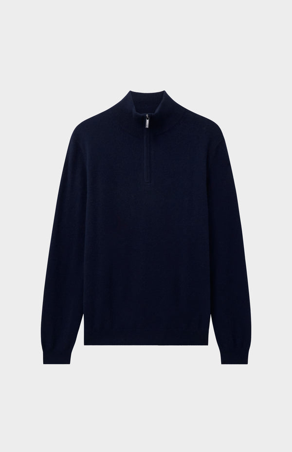 Pringle Of Scotland Men's Qtr Zip Cashmere Classic Jumper In Navy Melange