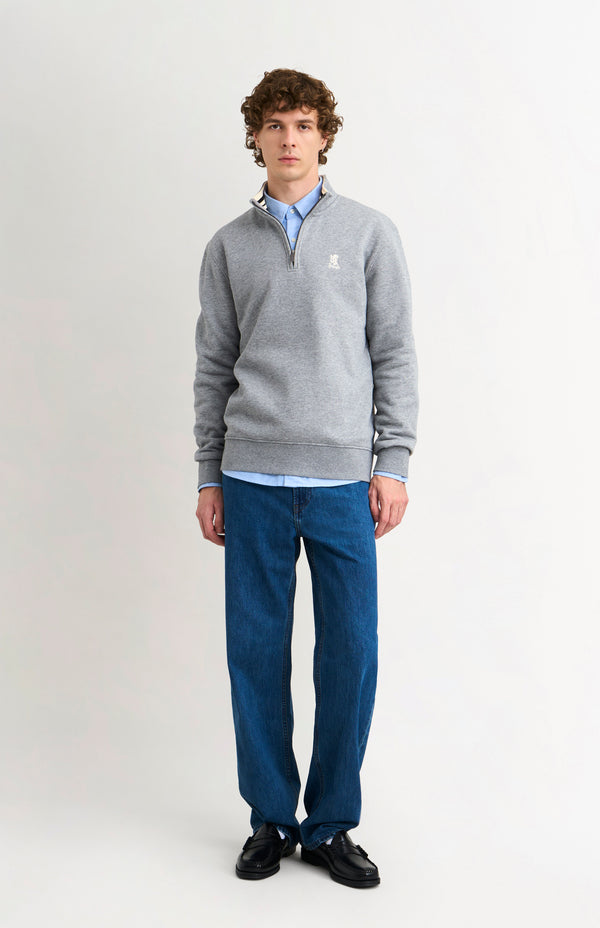 Pringle Of Scotland Men's Qtr Zip Track Jumper In Grey Melange