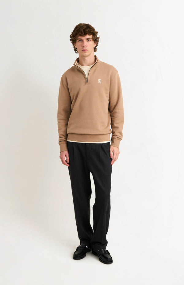 Pringle Of Scotland Men's Qtr Zip Track Jumper In Mushroom
