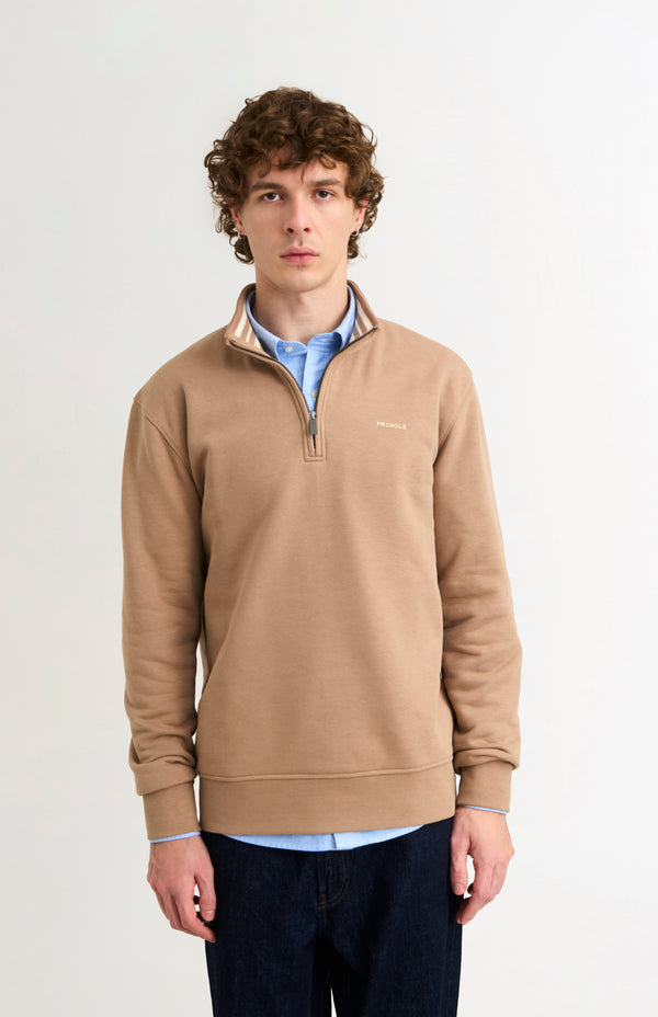 pringle of scotland Men's Qtr Zip Track Jumper In Mushroom