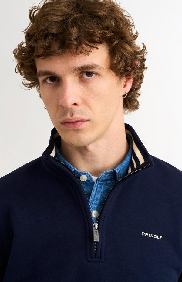 Pringle Of Scotland Men's Qtr Zip Track Jumper In Navy Blue