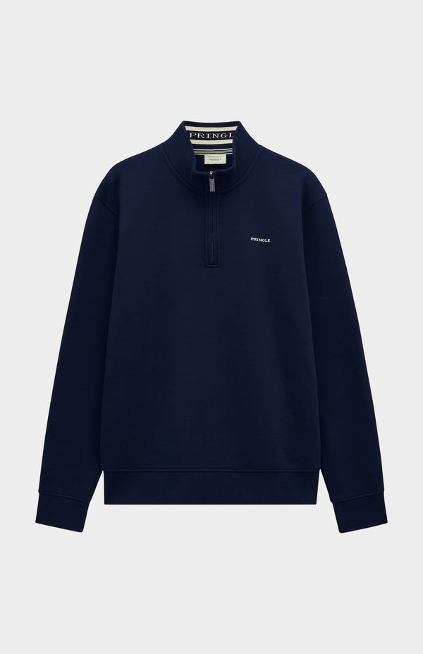 Pringle Of Scotland Men's Qtr Zip Track Jumper In Navy Blue