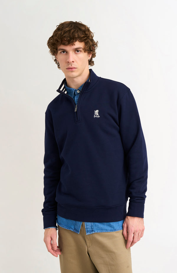 Pringle Of Scotland Men's Qtr Zip Track Jumper In Navy Blue