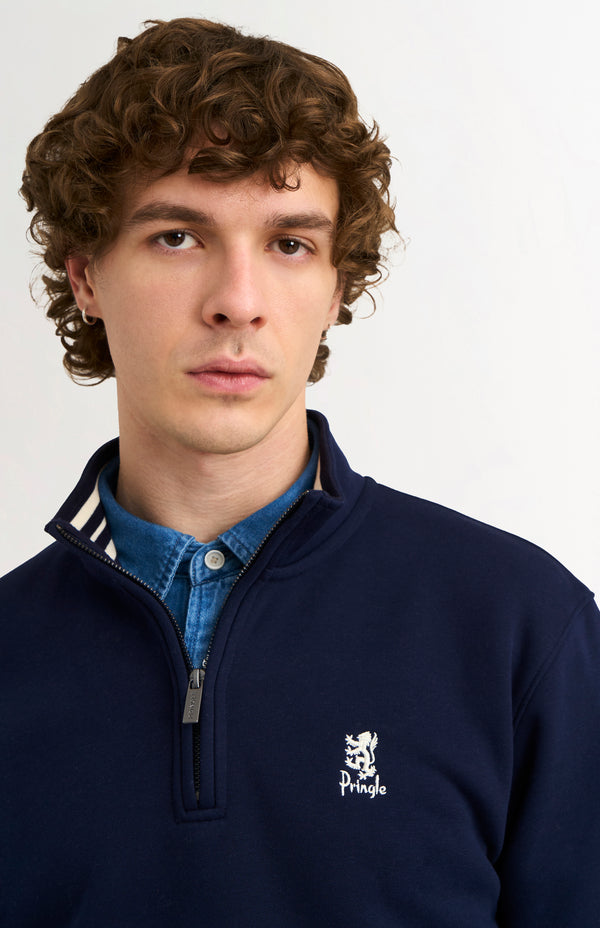 Pringle Of Scotland Men's Qtr Zip Track Jumper In Navy Blue