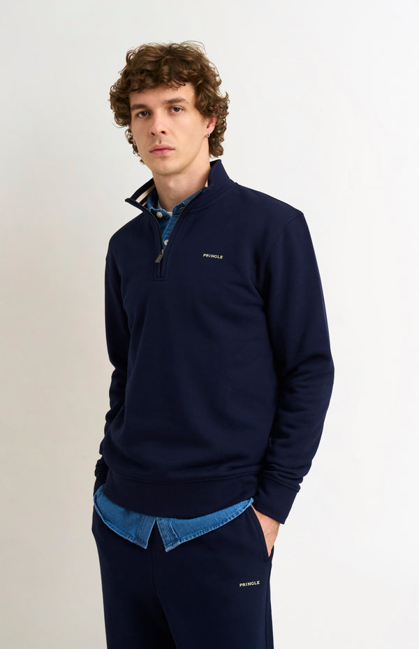 pringle of scotland Men's Qtr Zip Track Jumper In Navy Blue