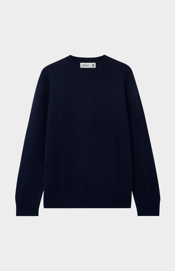 Pringle Of Scotland Men's Round Neck Cashmere Jumper In Navy Melange