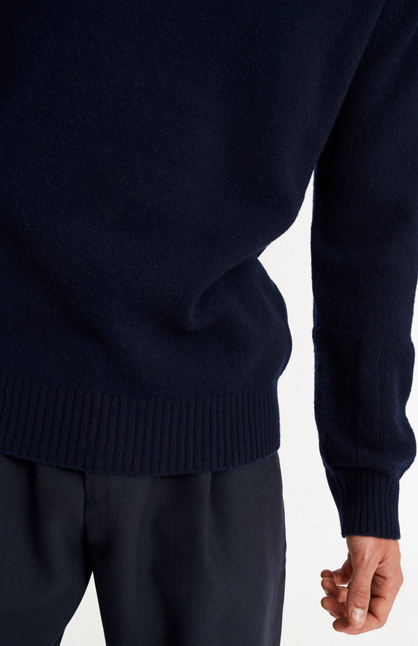 Pringle Of Scotland Men's Round Neck Cashmere Jumper In Navy Melange