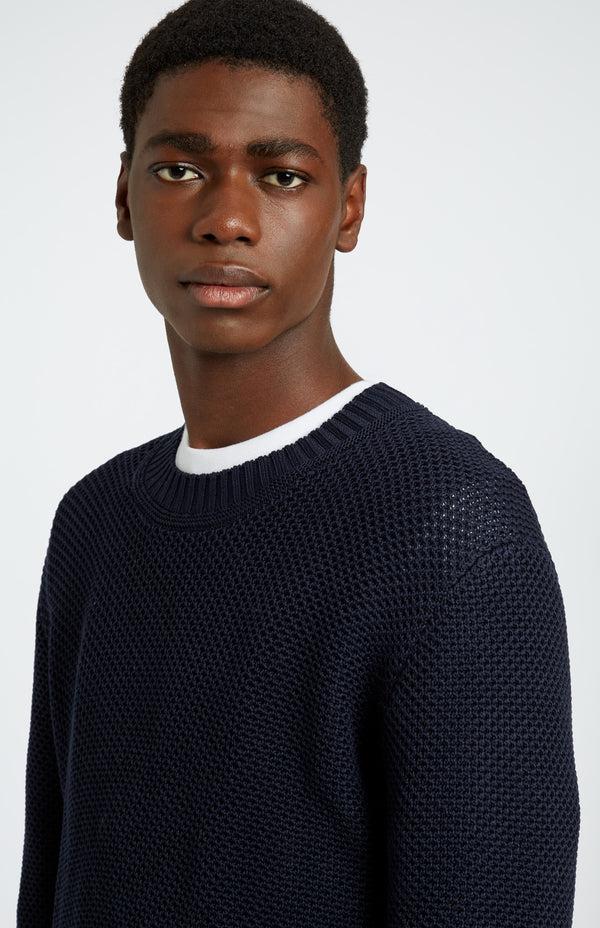 pringle of scotland Men's Round Neck Cotton Jumper In Navy