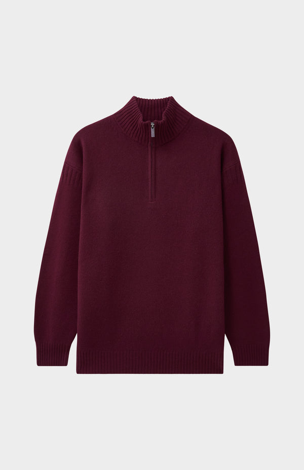 Pringle Of Scotland Men's Zip Neck Cashmere Jumper In Burgundy