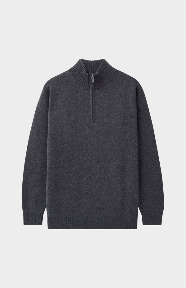 Pringle Of Scotland Men's Zip Neck Cashmere Jumper In Charcoal