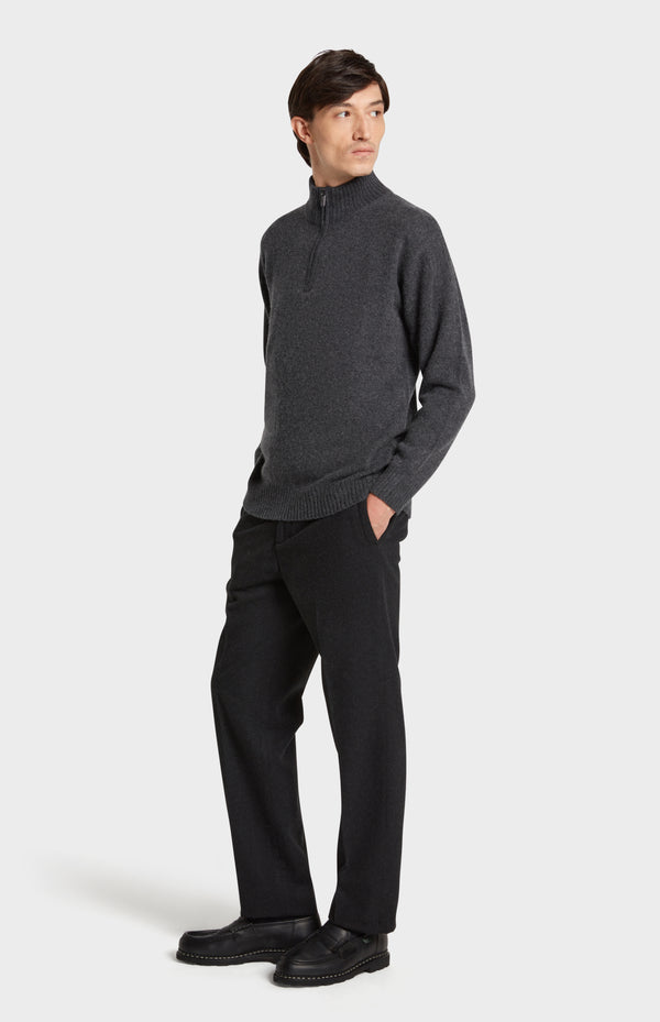 Pringle Of Scotland Men's Zip Neck Cashmere Jumper In Charcoal