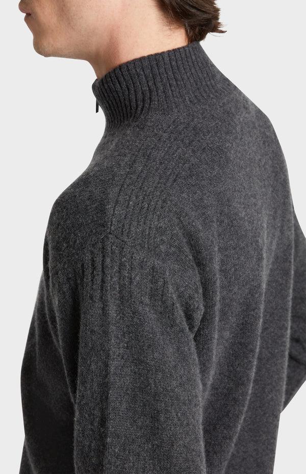 Pringle Of Scotland Men's Zip Neck Cashmere Jumper In Charcoal