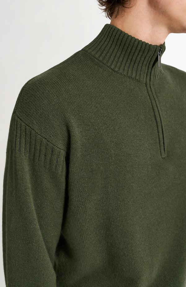 Pringle Of Scotland Men's Zip Neck Cashmere Jumper In Evergreen