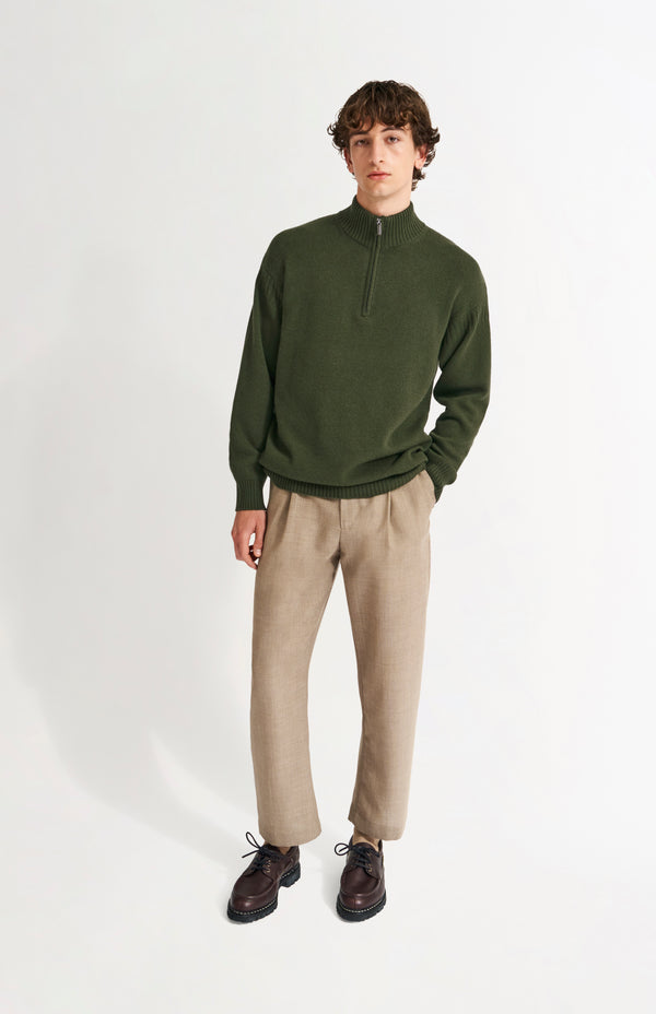 Pringle Of Scotland Men's Zip Neck Cashmere Jumper In Evergreen