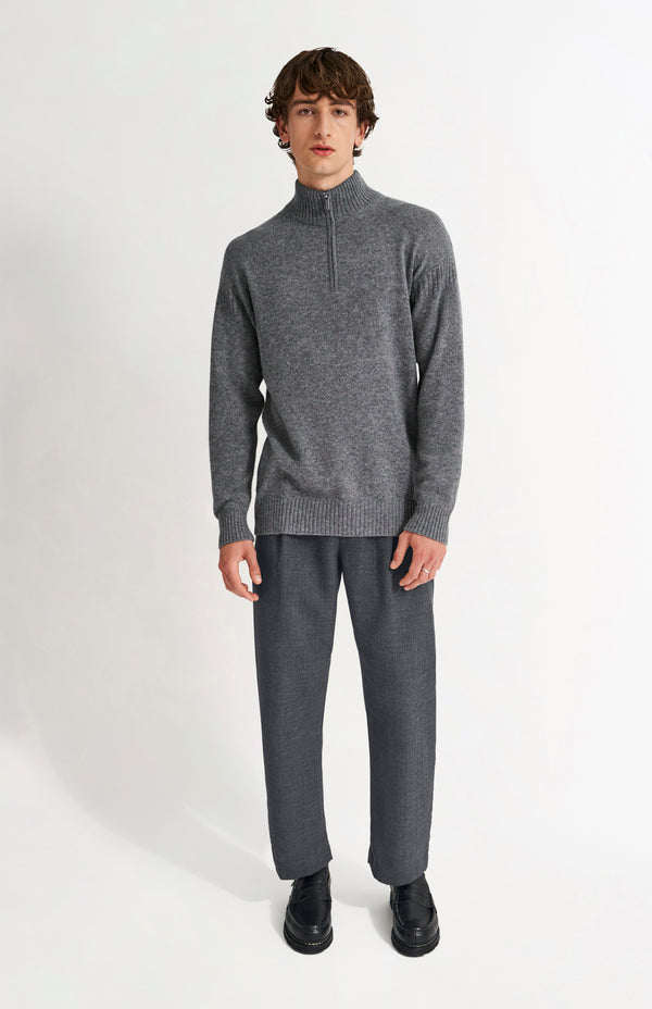 Pringle Of Scotland Men's Zip Neck Cashmere Jumper In Grey Melange