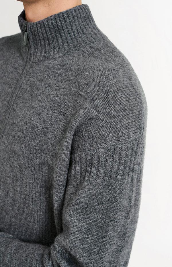 Pringle Of Scotland Men's Zip Neck Cashmere Jumper In Grey Melange