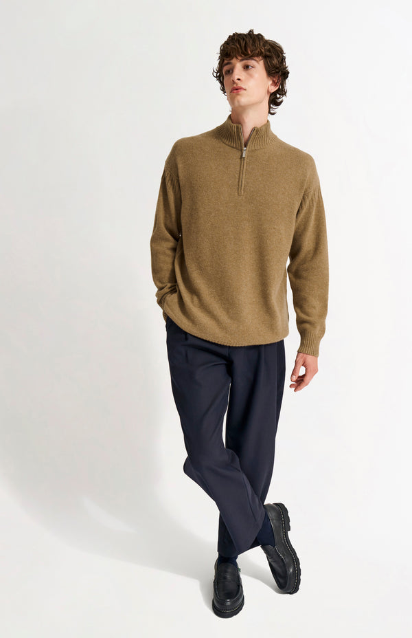 Pringle Of Scotland Men's Zip Neck Cashmere Jumper In Natural