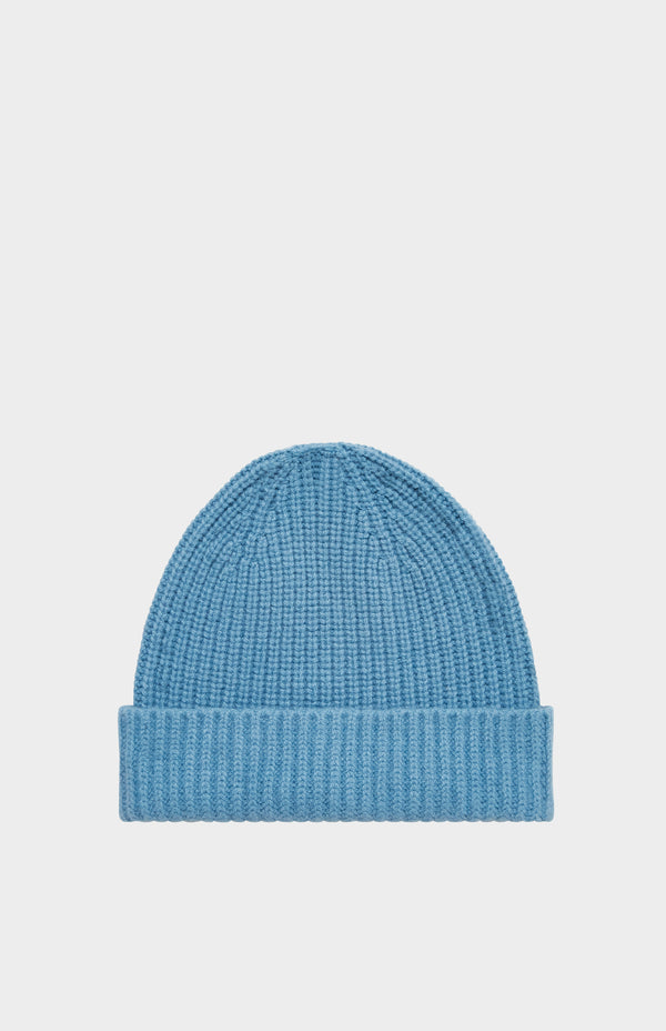 pringle of scotland Lambswool Beanie In Blue Smoke