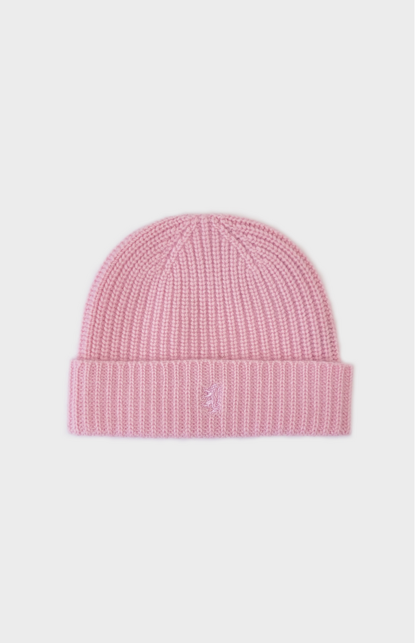pringle of scotland Ribbed Chunky Cashmere Beanie In Pink
