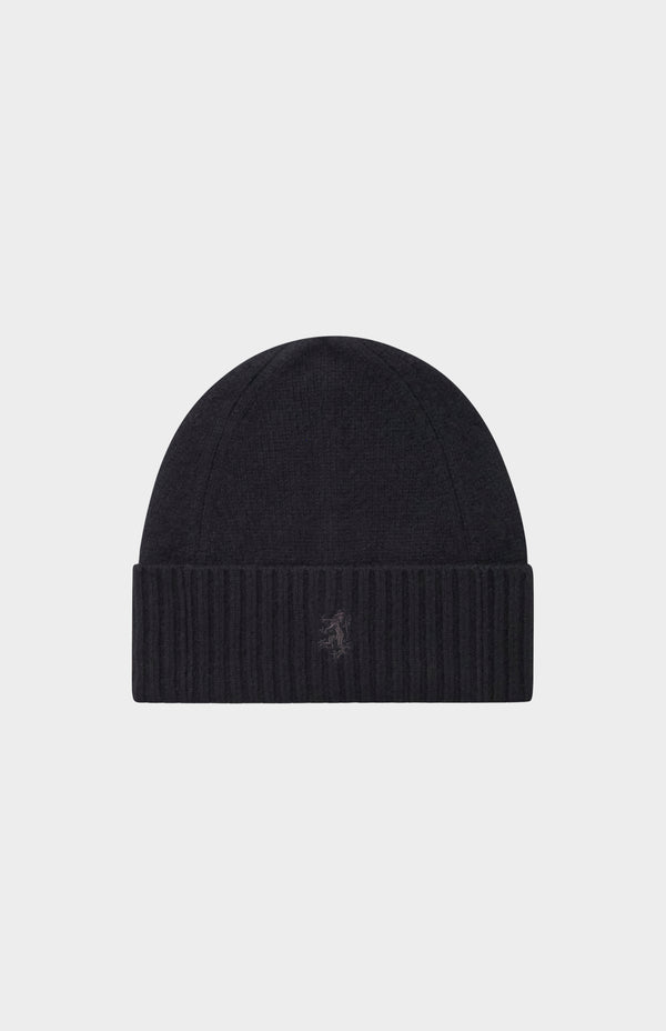 pringle of scotland Ribbed Edge Cashmere Beanie In Black