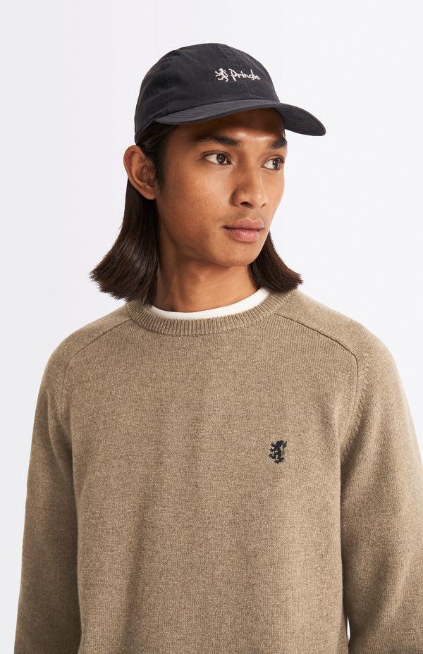 Pringle Of Scotland Round Neck Lambswool Contrast Jumper In Dark Natural