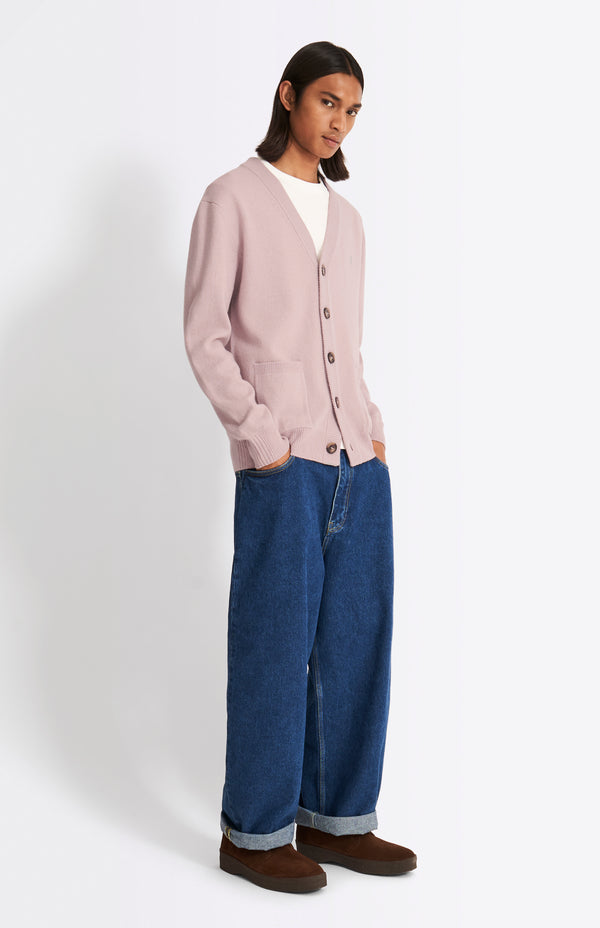 Pringle Of Scotland V Neck Lambswool Cardigan In Dusty Pink