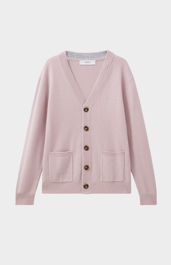 Pringle Of Scotland V Neck Lambswool Cardigan In Dusty Pink