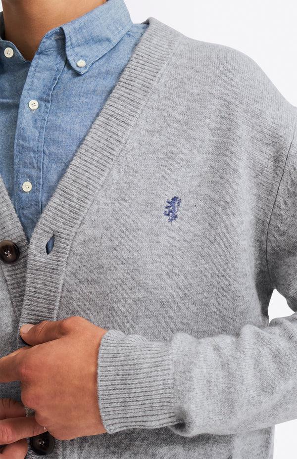 Pringle Of Scotland V Neck Lambswool Cardigan In Light Grey