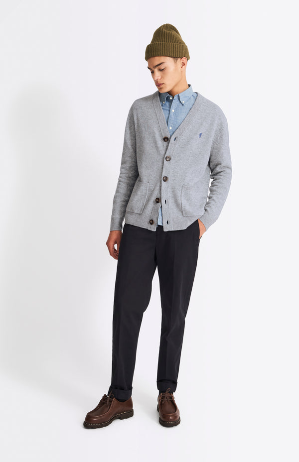 pringle of scotland V Neck Lambswool Cardigan In Light Grey