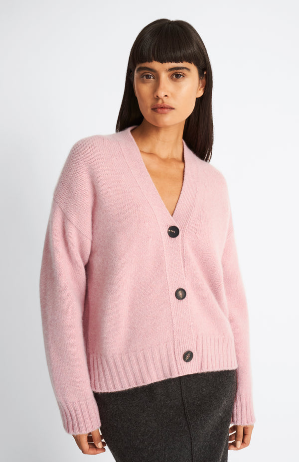Pringle Of Scotland Women's Cropped Chunky Cashmere Cardigan In Dusty Pink