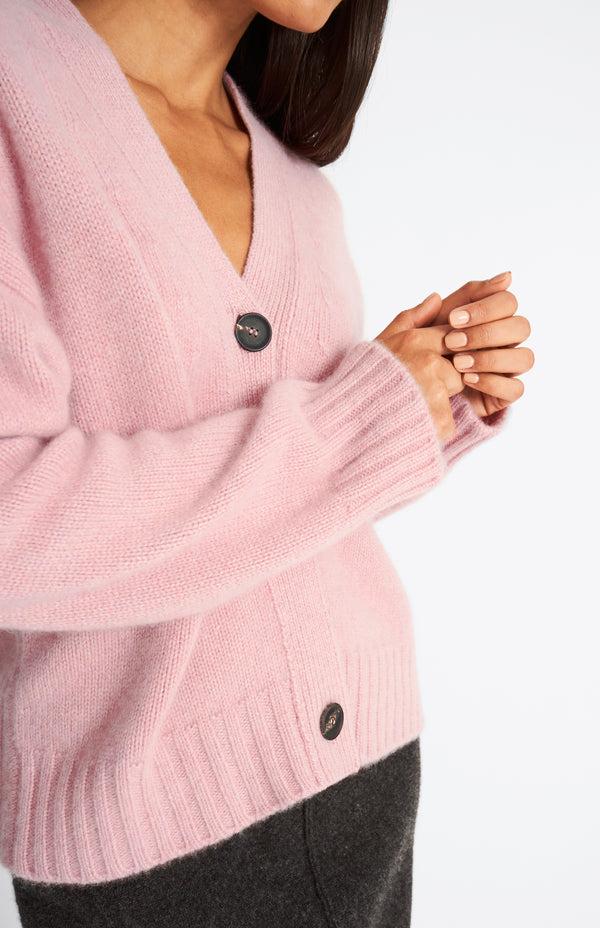 Pringle Of Scotland Women's Cropped Chunky Cashmere Cardigan In Dusty Pink